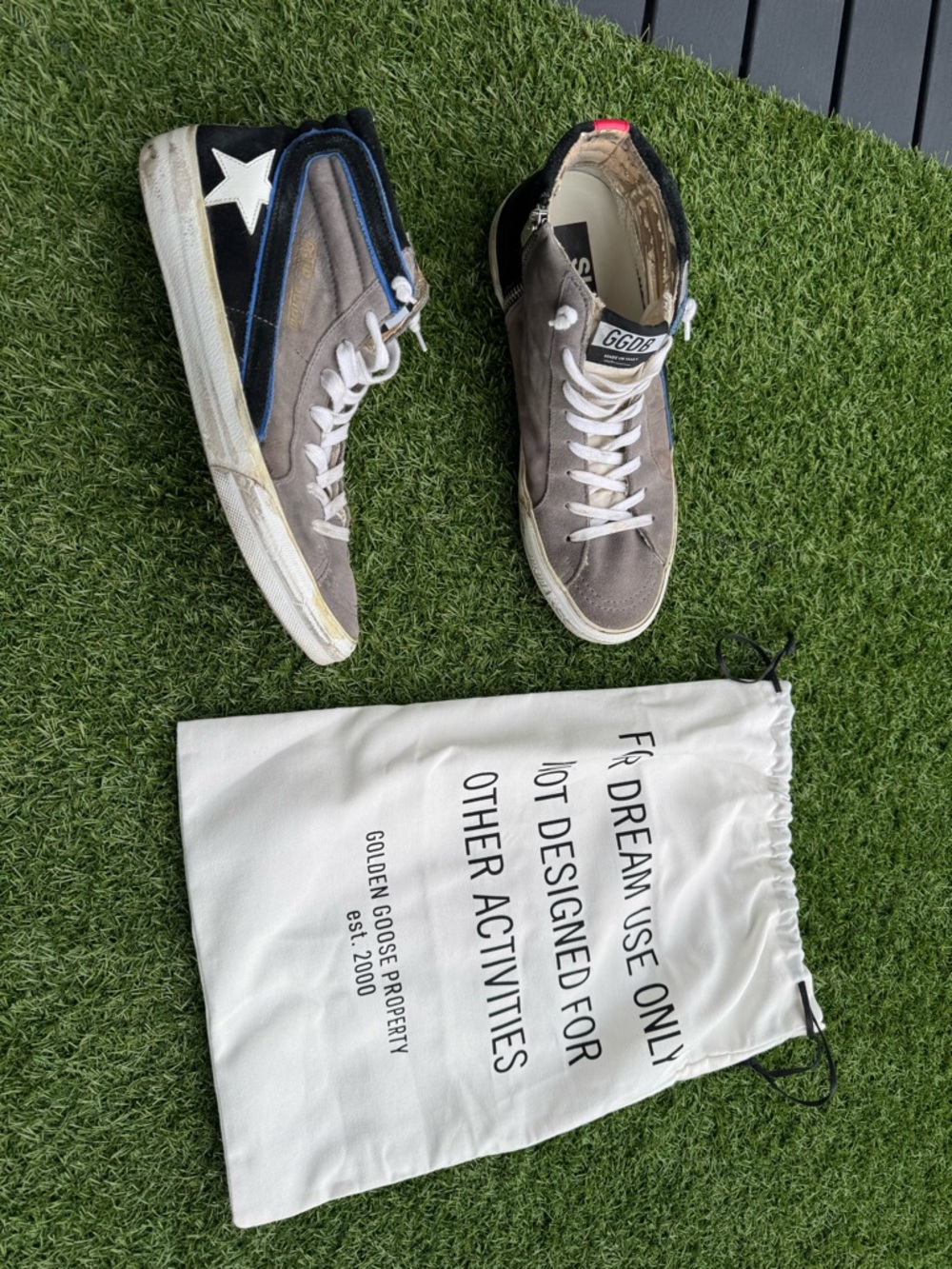 Golden Goose slide high top sneakers, designer Lavagna Suede, zip
